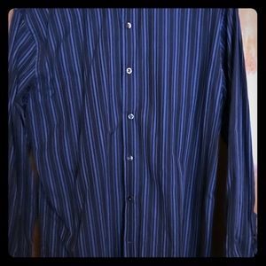 Men’s US Lg Navy w/lt blue stripe GAP shirt.